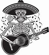 Mariachi Vector Skeleton Guitar Mexican Playing Getdrawings sketch template