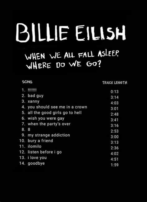 billie eilish tracklist  billieeilish  hit tracklist playlist billieeilish