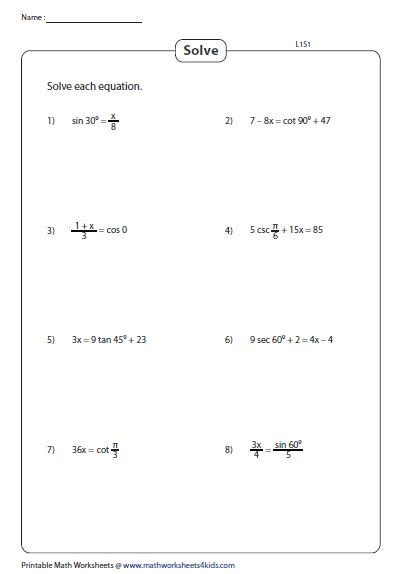 solving equations solving equations printable math worksheets equations