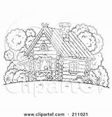 Log Cabin Coloring Outline Clipart Atop Chicken Woods Cabins Pages Printable Easy Illustration Rf Royalty Template House Clip Poster Print sketch template