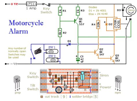 motorcycle alarm circuit diagram project alarms security related schematics  tutorials