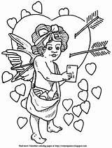 Valentine Coloring Mail Delivery Pierced Bare Arrows Cherubim Ribbon Wings Hearts Letters Letter Feet Bag Hair Description sketch template