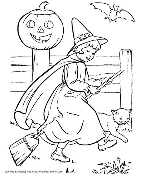 halloween witch coloring pages halloween witch girl riding  broom