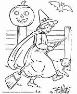 Halloween Coloring Witch Pages Broom Printable Kids Cute Riding Her Girl Print Honkingdonkey Fun sketch template