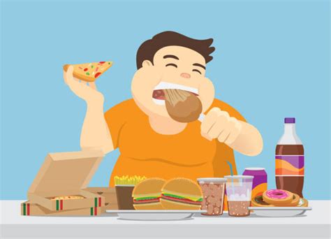 cartoon of fat person eating pizza illustrations royalty free vector