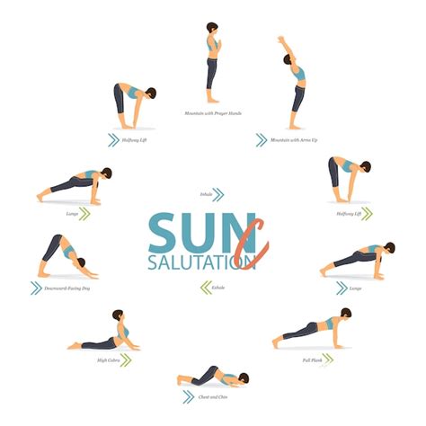 yoga poses  concept  yoga sun salutation   flat design