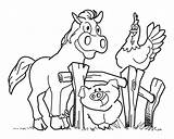 Farm Coloring Pages Animal Pig Activities Horse Fence Crafts Diy Hen sketch template
