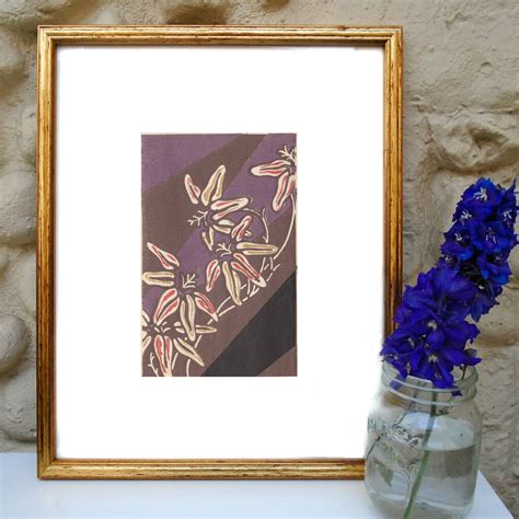 Abstract Flower Japanese Woodblock Print By Chocolate