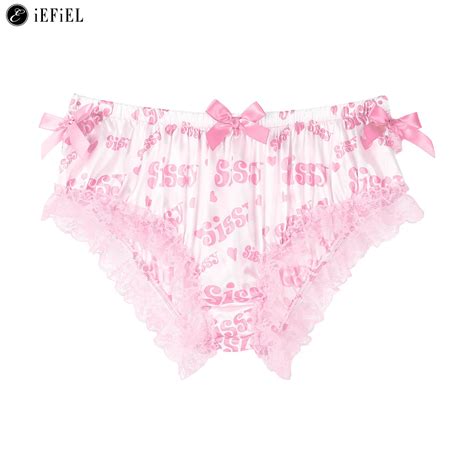 men s sissy lingerie ruffled satin floral lace bikini briefs french