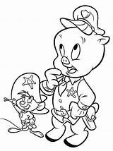 Porky Tunes Looney Coloringhome Petunia Azcoloring sketch template