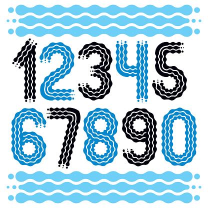 vector trendy cool numbers collection rounded bold numerals
