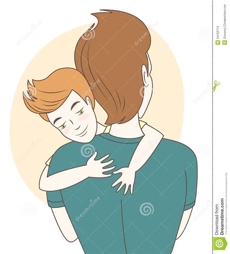 father and son hugging hand drawn style vector