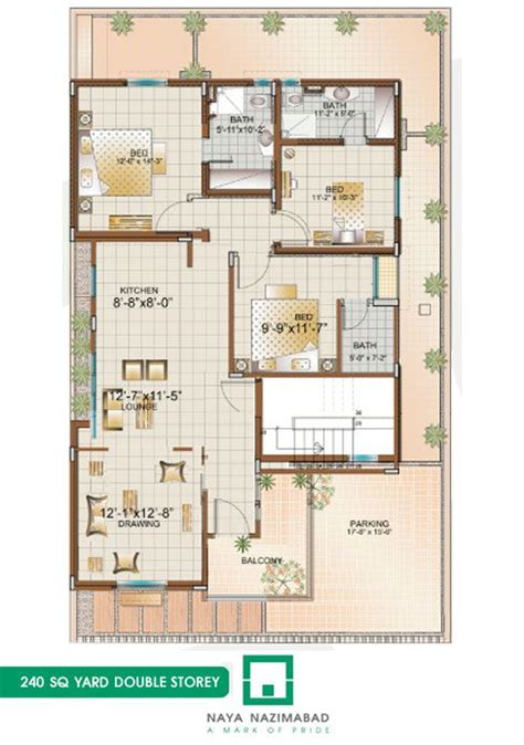 Bungalow 240 Sq Yards | Bungalow floor plans, House map