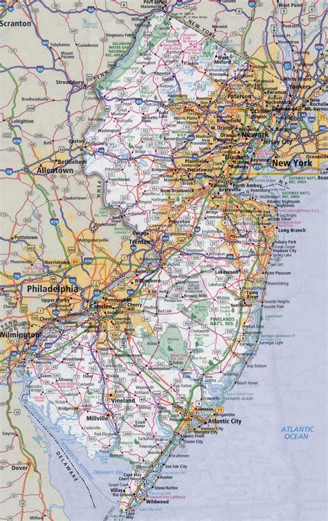 large detailed roads  highways map   jersey state   cities vidianicom maps