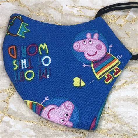 peppa pig adjustable fabric face mask washable  reusable etsy