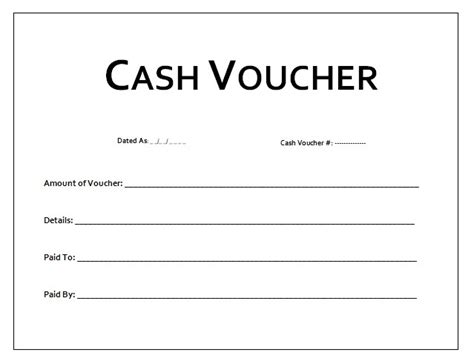 cash voucher templates   printable word excel  samples