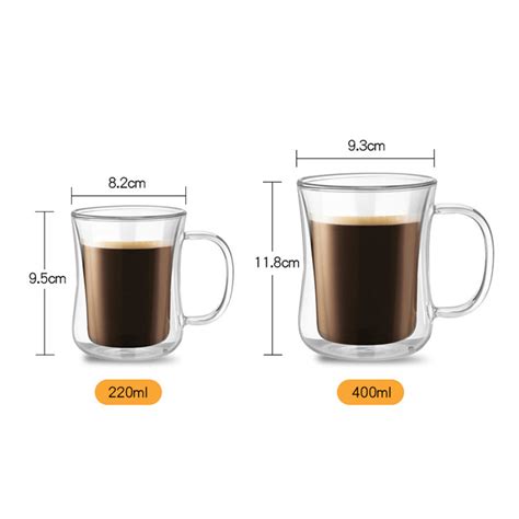 Heat Resistant Borosilicate Double Wall Glass Coffee Mugs