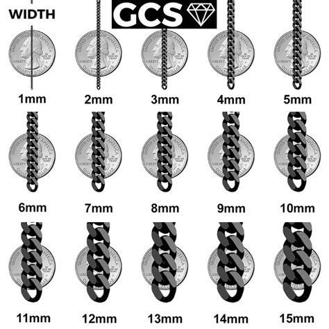 gold chain thickness chart