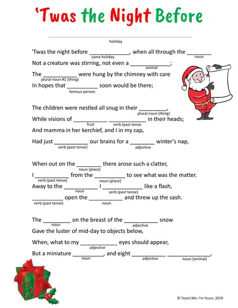 printable christmas mad libs