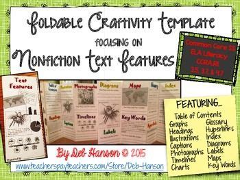 nonfiction text features foldable craftivity intro versio  grade