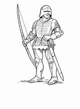 Medieval Archer Coloring Knight Pages Knights Getdrawings Drawing sketch template