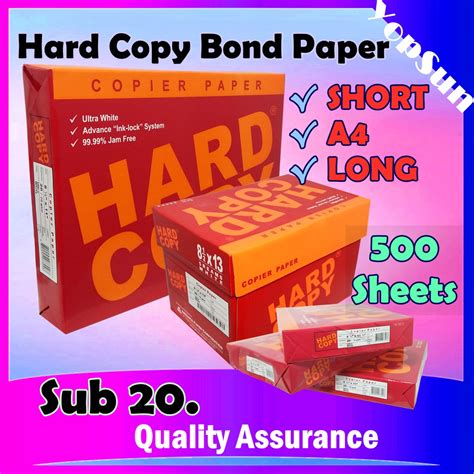 hard copy bond paper short  long gsm substances shopee philippines