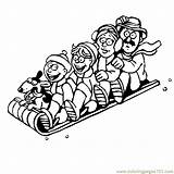 Coloring Pages Winter Sledding Color Sports Playing Printable Fun Toboggan Online Family Print sketch template