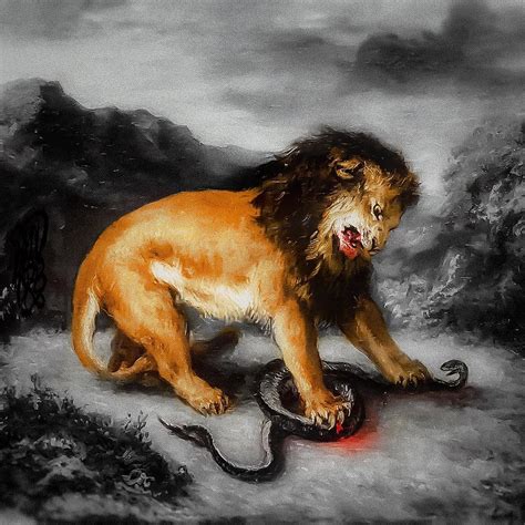 lion kills snake cartoon artwork snake lion instagram posts painting prayer reference