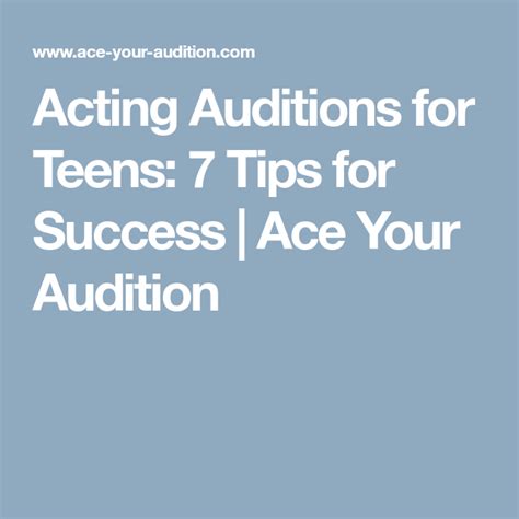 Acting Auditions For Teens 7 Tips For Success Acting