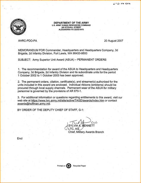 army memorandum  record template lovely  army memorandum