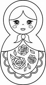 Doll Coloring Nesting Russian Pages Printable Matryoshka Template sketch template