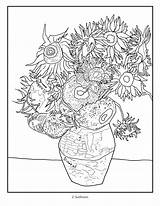 Van Gogh Sunflowers Drawing Vincent Coloring Getdrawings sketch template