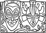 Coloring African Mask Popular Masks sketch template