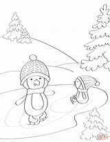 Coloring Ice Skating Pages Winter Penguins Ausmalbilder Kostenlos Zum Supercoloring sketch template