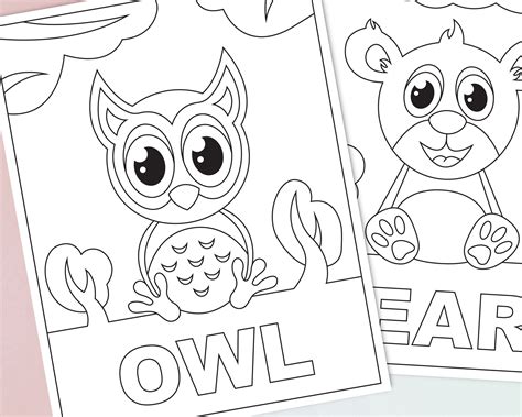 printable woodland animals coloring pages  kids forest etsy