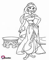 Jasmine Aladdin Princess Posing Coloring Bubakids Print sketch template