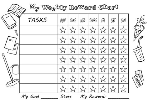 weekly reward chart  stars  printable papercraft templates