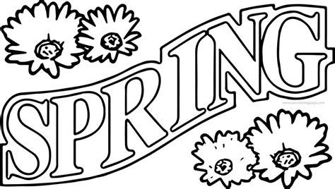 spring text flower coloring pages wecoloringpagecom