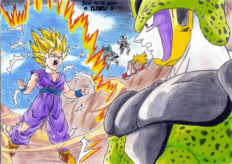 Gohan Ssj2 Vs Cell By Eleneli On Deviantart