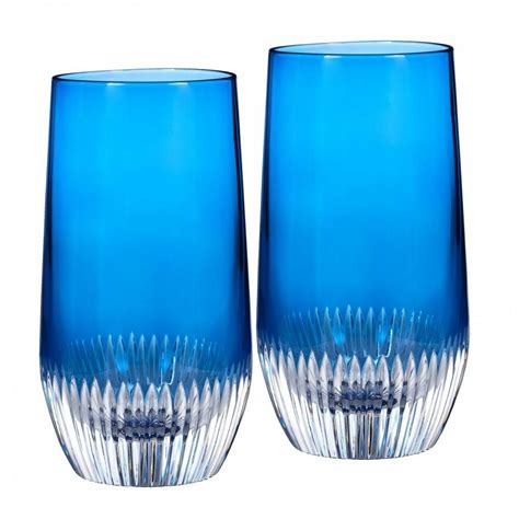 Waterford Mixology Argon Blue Hiball Glasses Pair New 162828