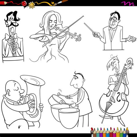 premium vector musicians cartoon coloring page