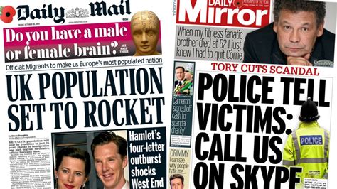 newspaper headlines soaring uk population chilcot report date