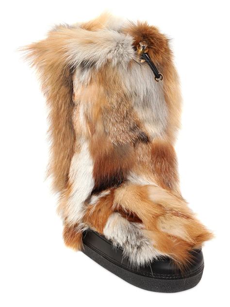 lyst chloé fox fur snow boots in natural