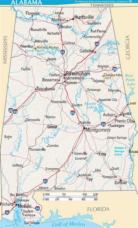 detailed road map  alabama state  relief  cities vidianicom