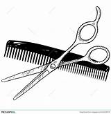 Scissors Hair Barber Comb Stylist Tools Vector Clip Sketch Clippers Doodle Illustration Style Drawing Clipart Suitable Format Web Print Shutterstock sketch template