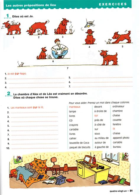 exercices sur les prepositions de lieu ensenanza de frances