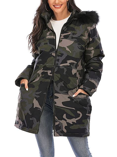 dodoing womens winter long coat puffer jacket thicken puffer coat  fur trim removable