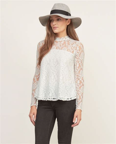 Womens Lace Mock Neck Blouse The Flattering And Feminine Silhouette