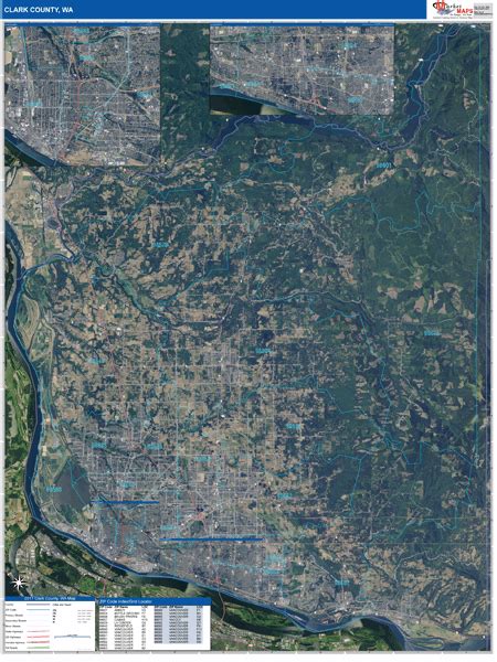 Clark County Wa Wall Map Satellite Zip Style By Marketmaps