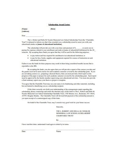 scholarship letter  examples format sample examples